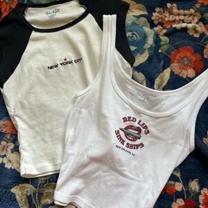 Brandy Melville Lot (2): “Red lips, sink ships” tank top & “New York City” tee